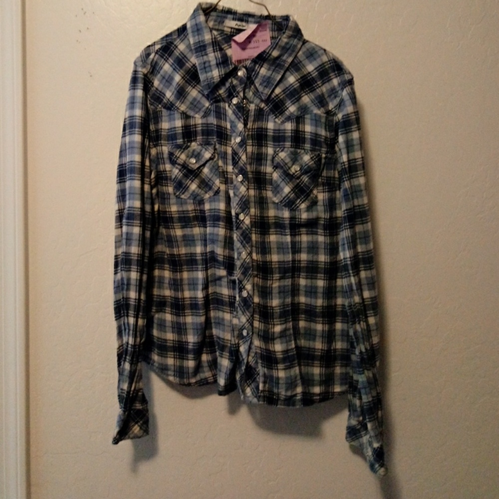 Papaya size large blue flannel shirt